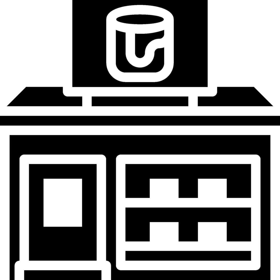 A black and white icon of a store vector