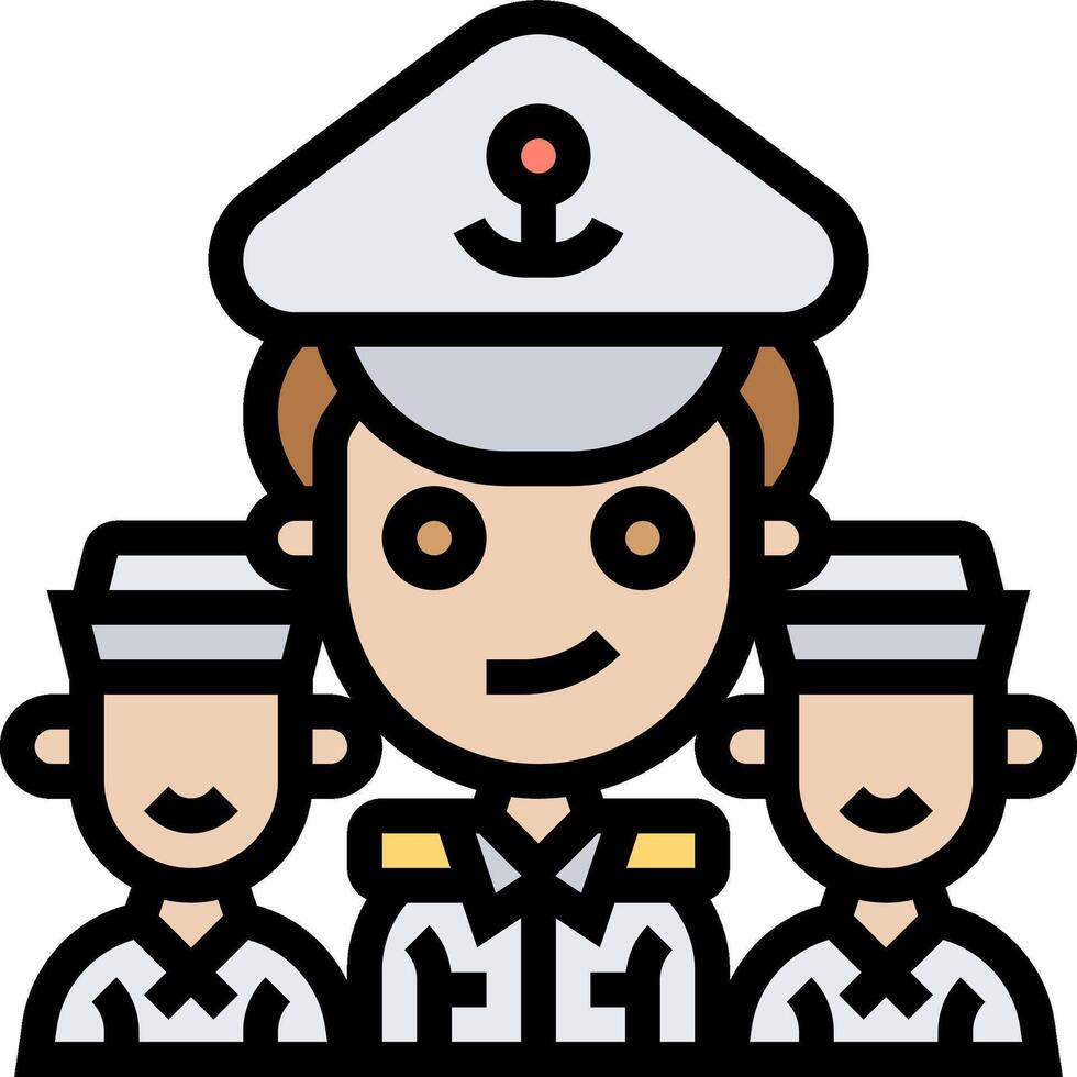 A cartoon sailor with three other sailors vector