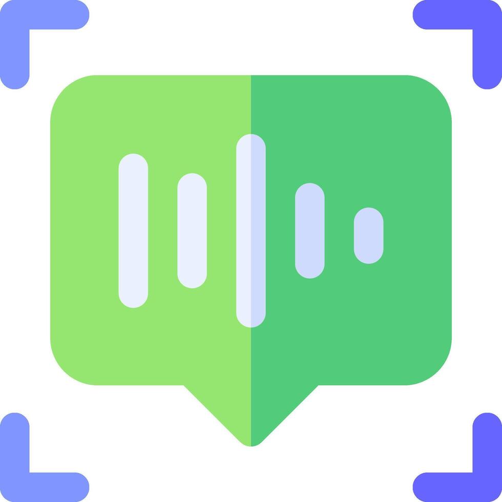A green speech bubble with a blue and green outline vector
