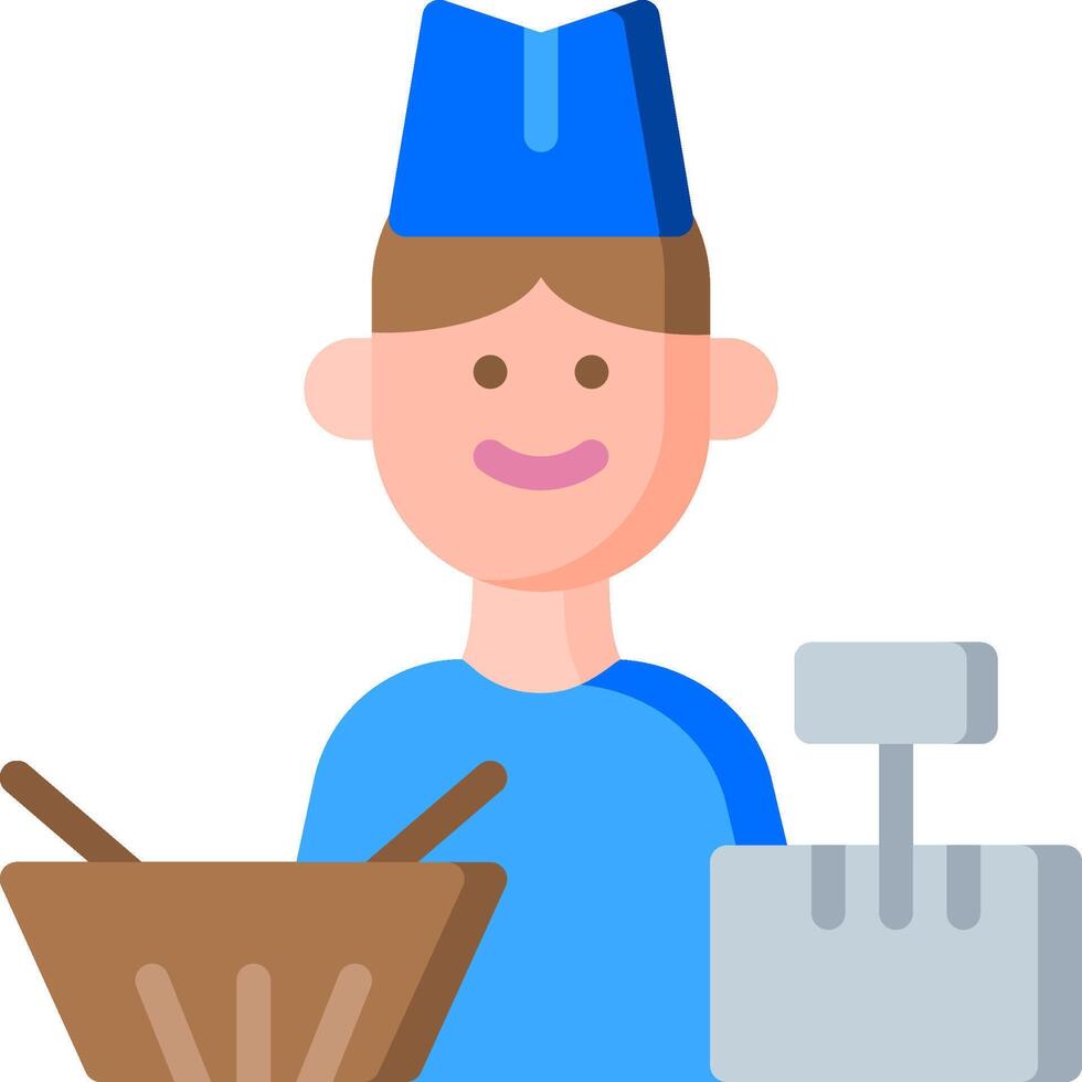 A cartoon chef with a basket of food vector