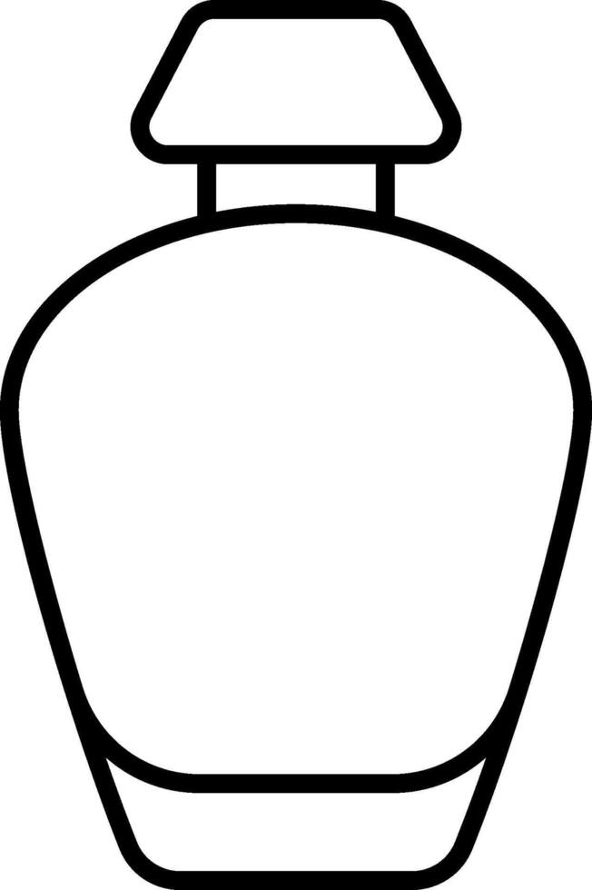 A black and white outline of a perfume bottle vector