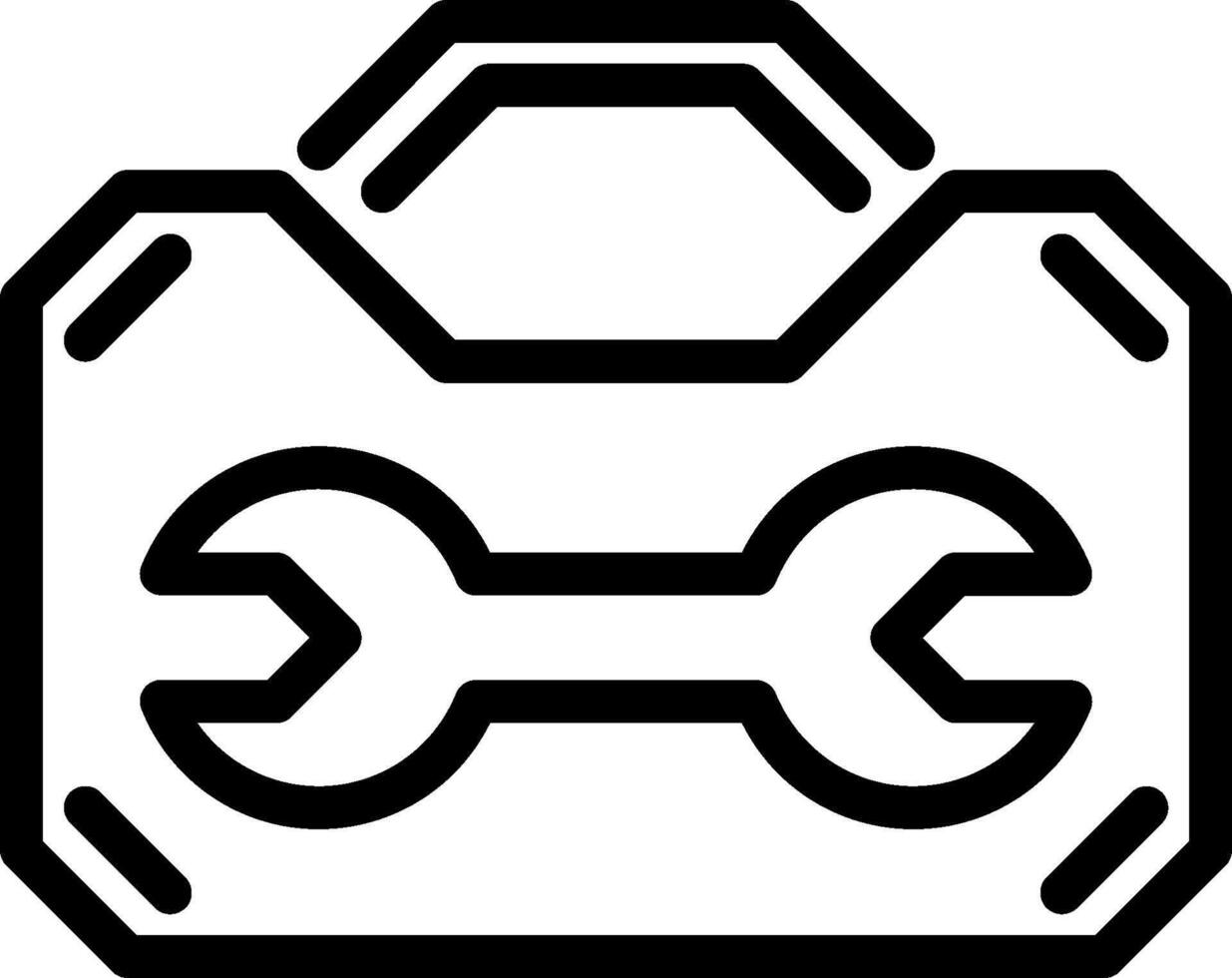 A black and white icon of a toolbox vector
