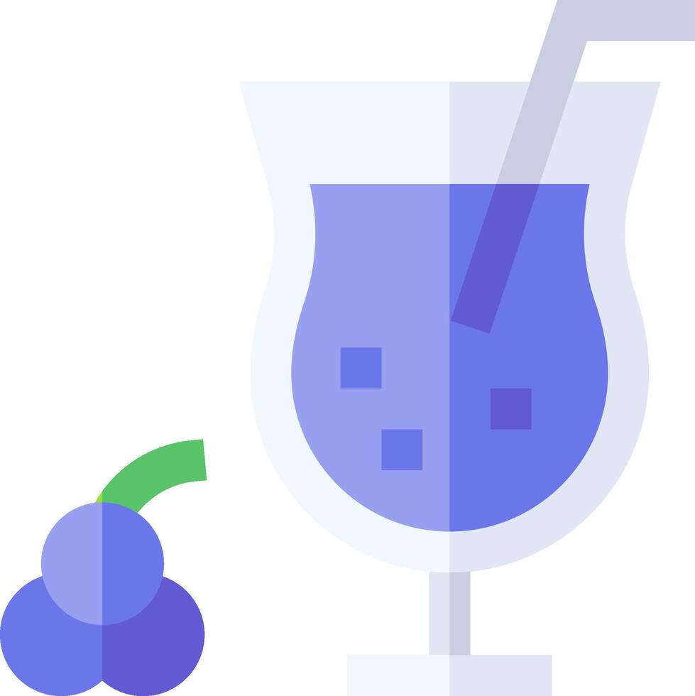 A glass of purple juice next to a blueberry vector