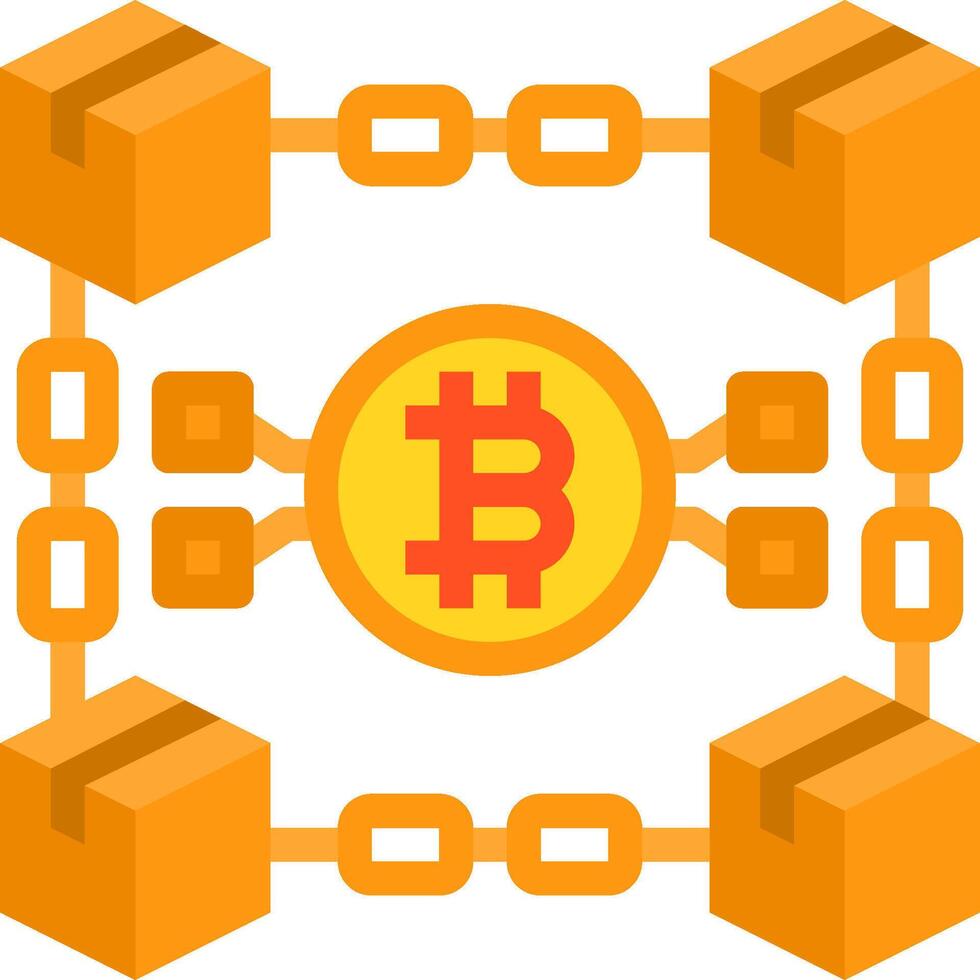 Bitcoin block chain diagram vector