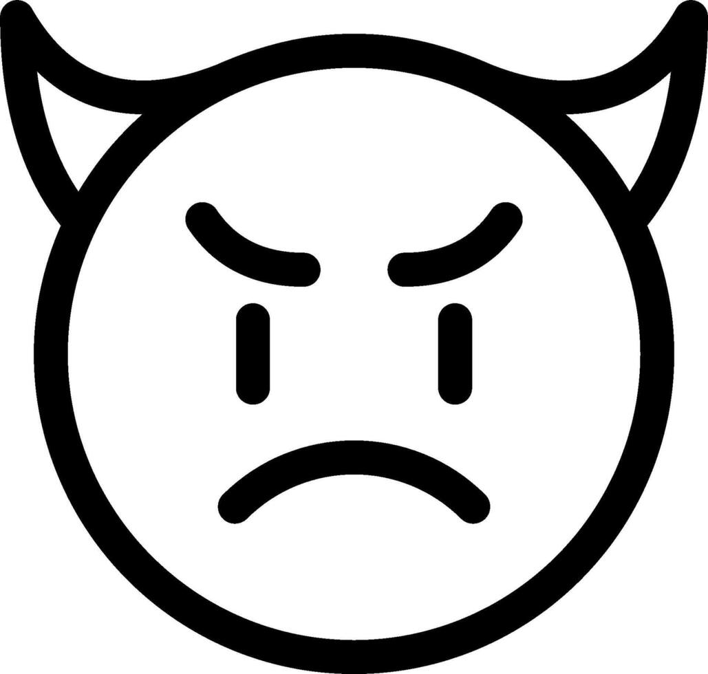 A black and white devil emoticon icon vector