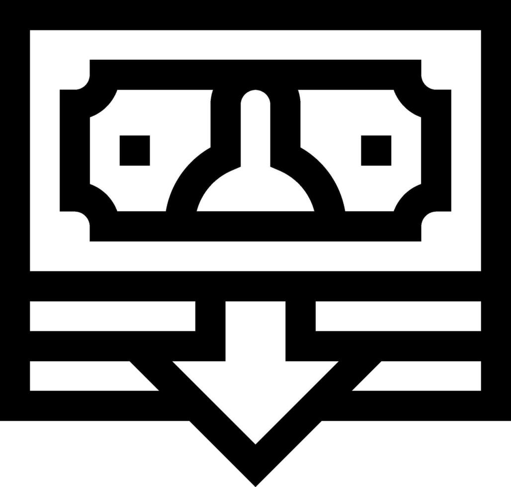 A black and white icon of a dollar sign vector