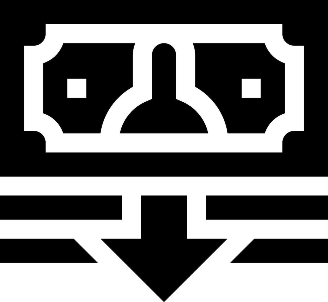 A black and white icon of a dollar sign vector