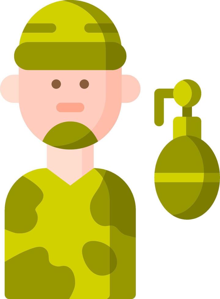 A man in camouflage with a bomb and a grenade vector