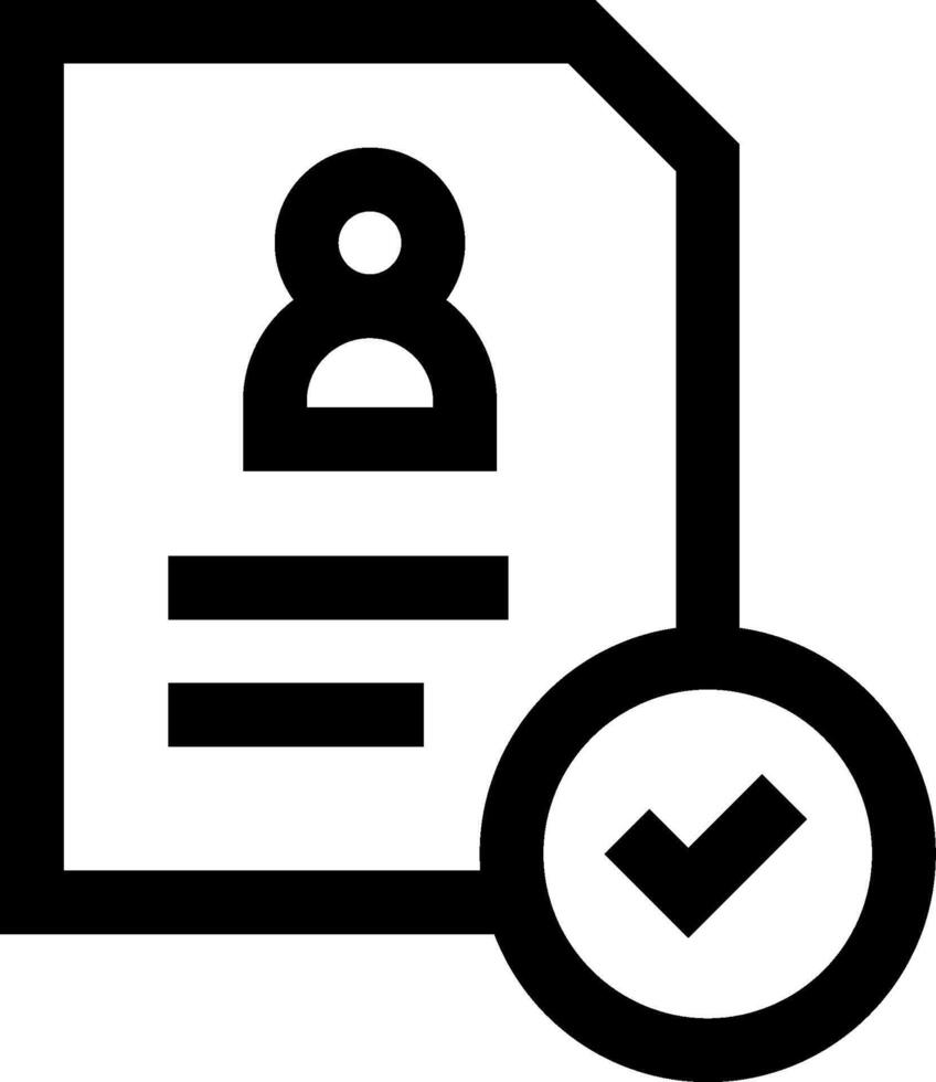 A black and white icon of a document with a check mark vector