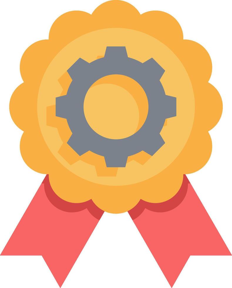 A flat icon of a gear wheel with a ribbon vector