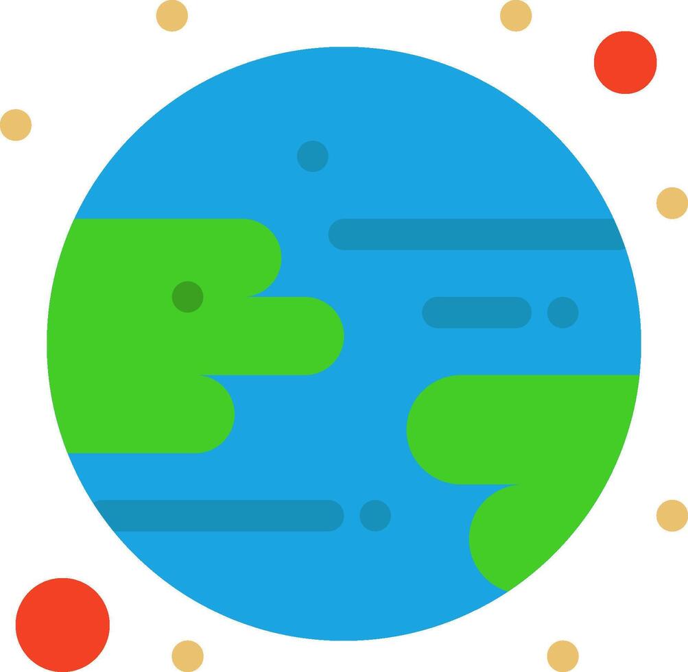 A flat earth icon with a green planet vector
