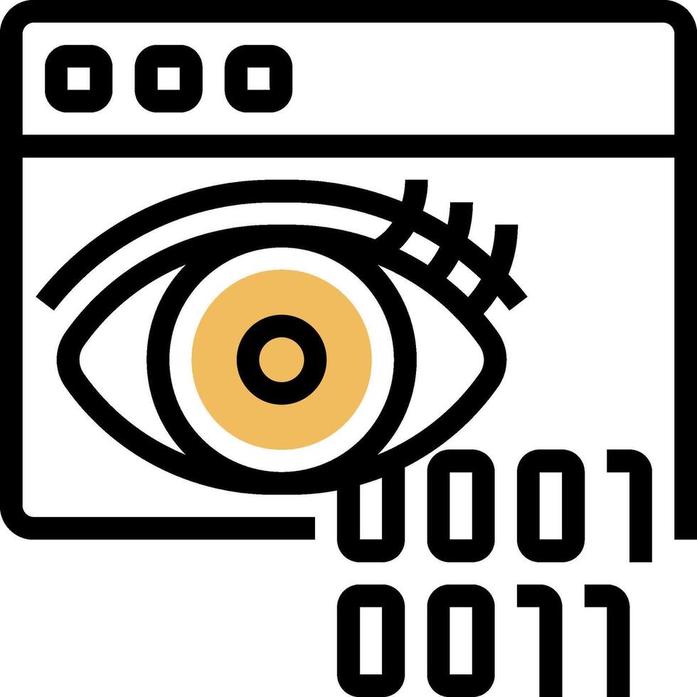 An eye is looking at a computer screen vector