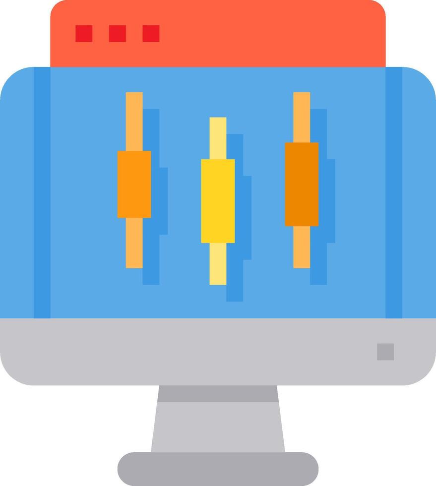 A computer monitor with a bunch of different colored sticks vector