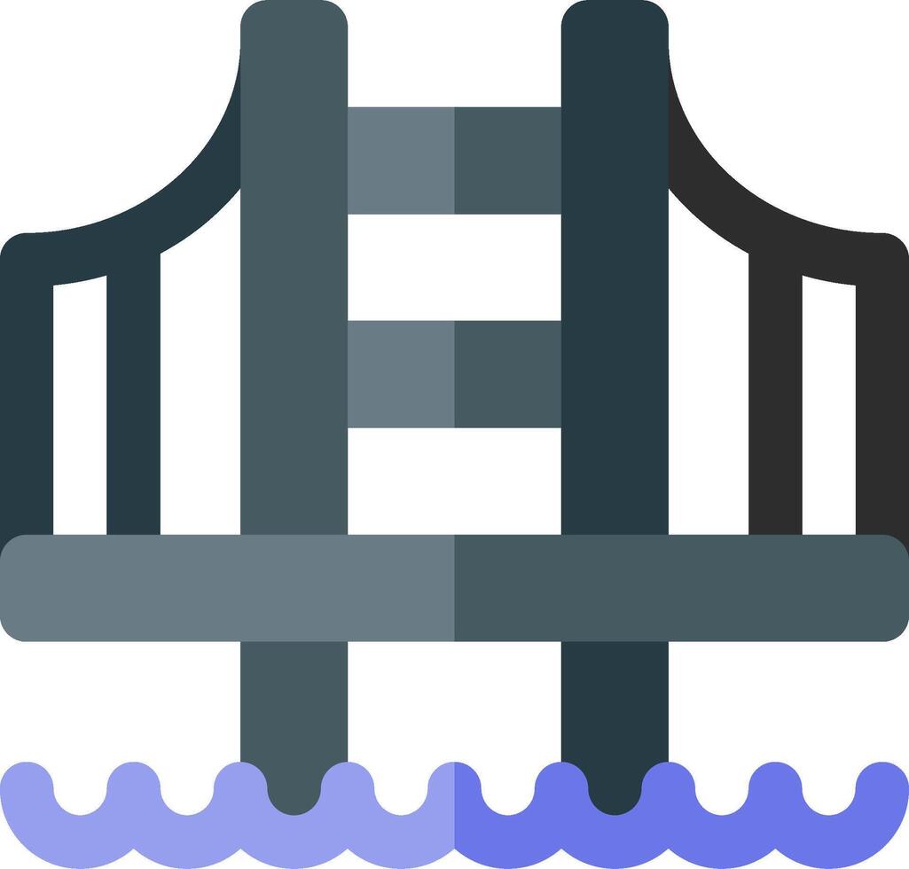 Bridge icon with water and a bridge vector