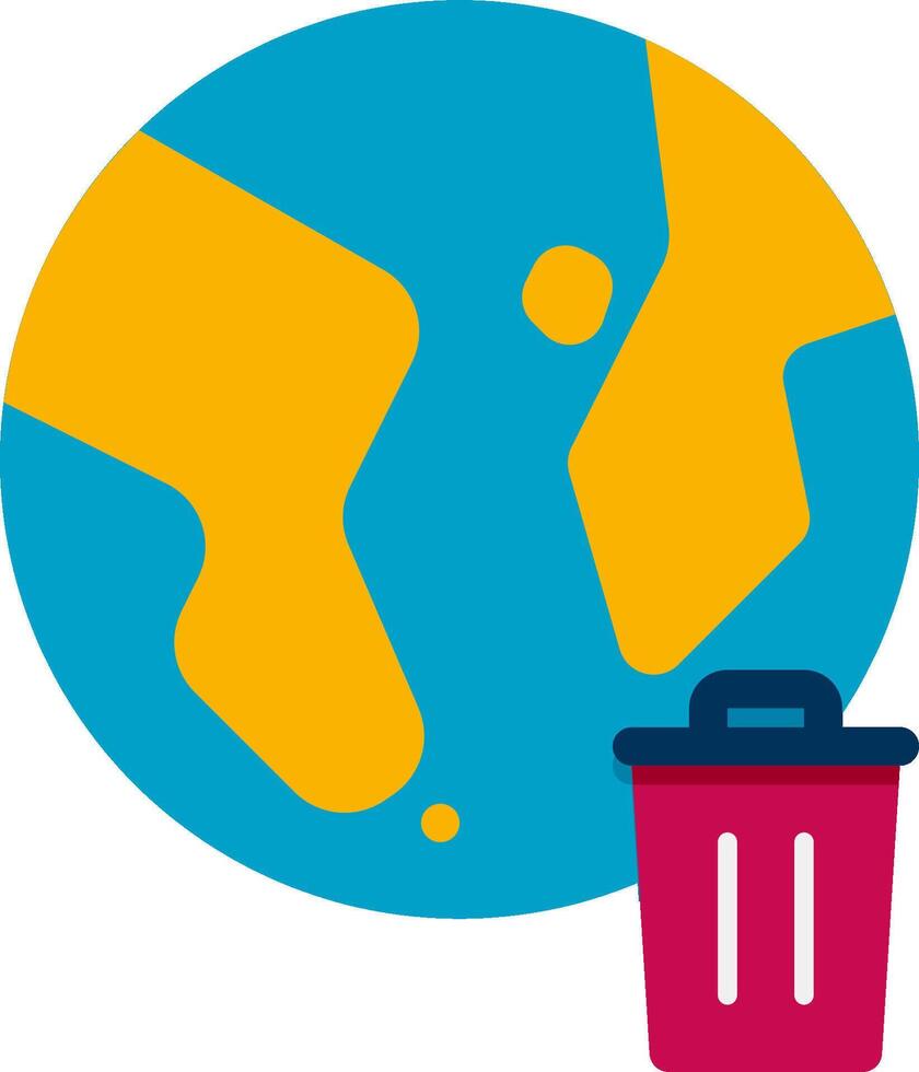 A trash can with a globe in the background vector