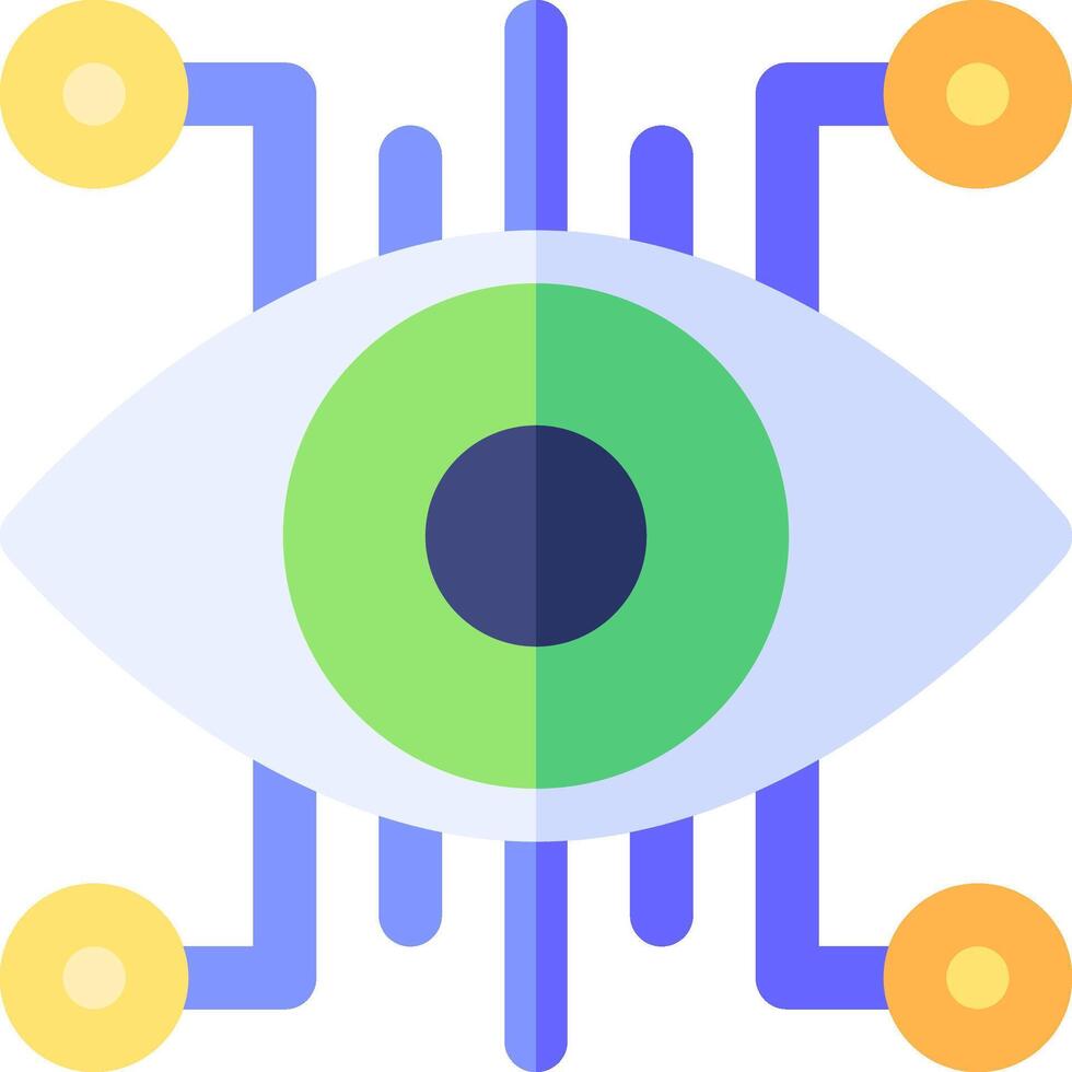 An eye with a circuit board around it vector
