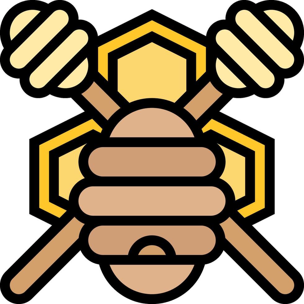 A bee and two sticks with a bee on top vector