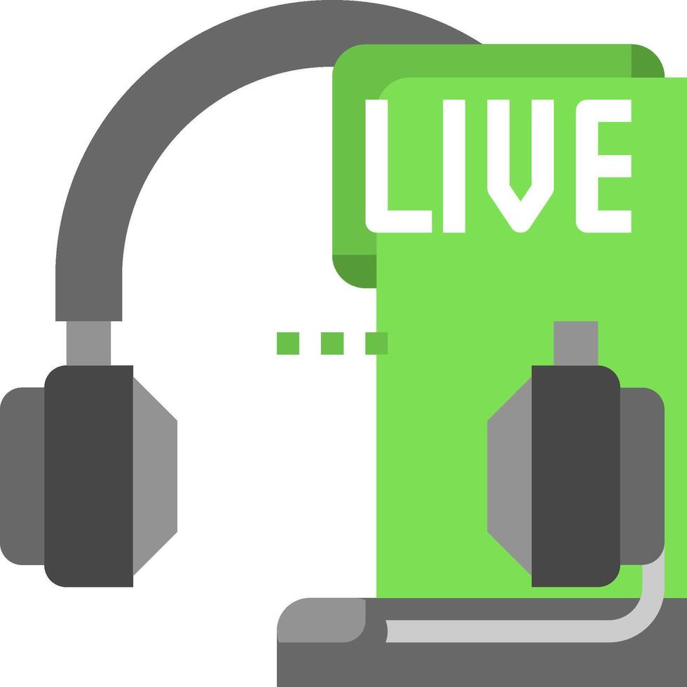 A green and white logo with headphones and a microphone vector