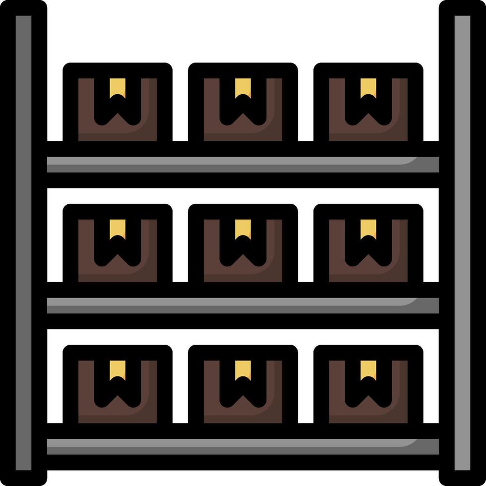 A rack of boxes with a sign on it vector