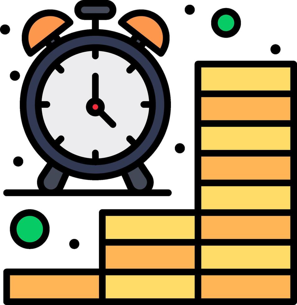 Time management icon with clock and stacks of money vector
