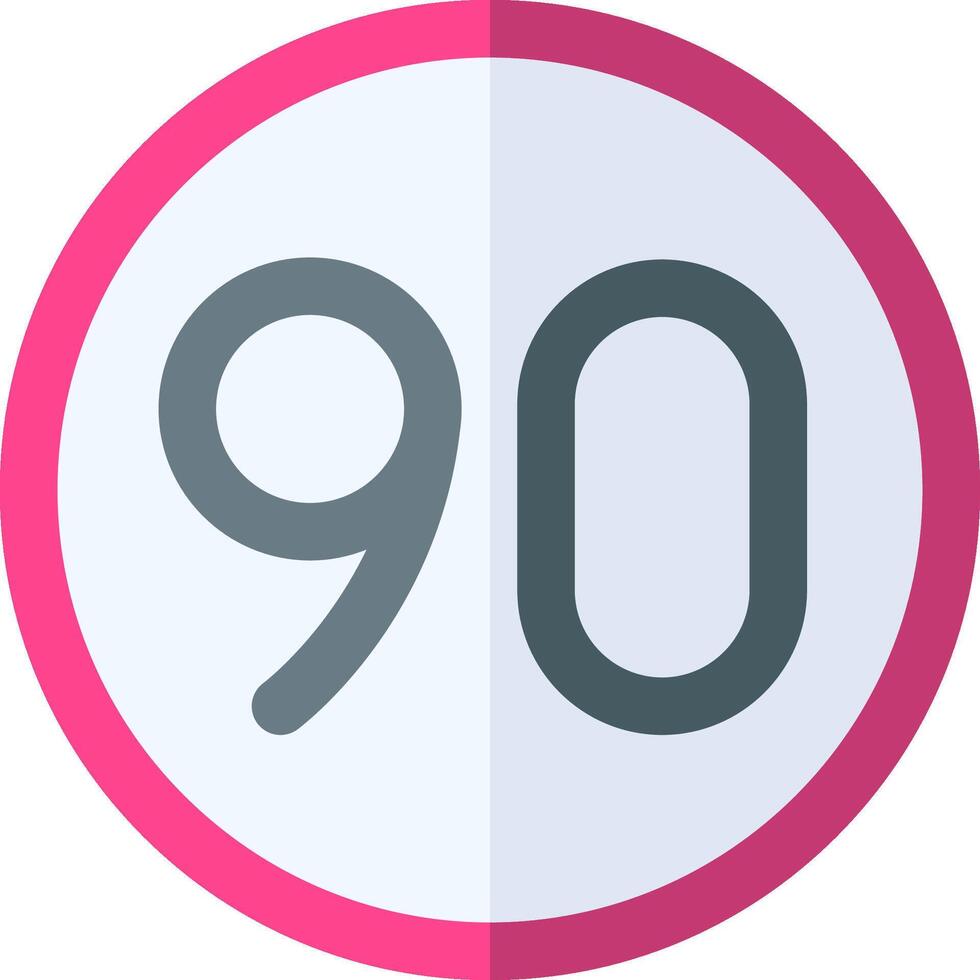 A pink and white icon with the number 90 vector