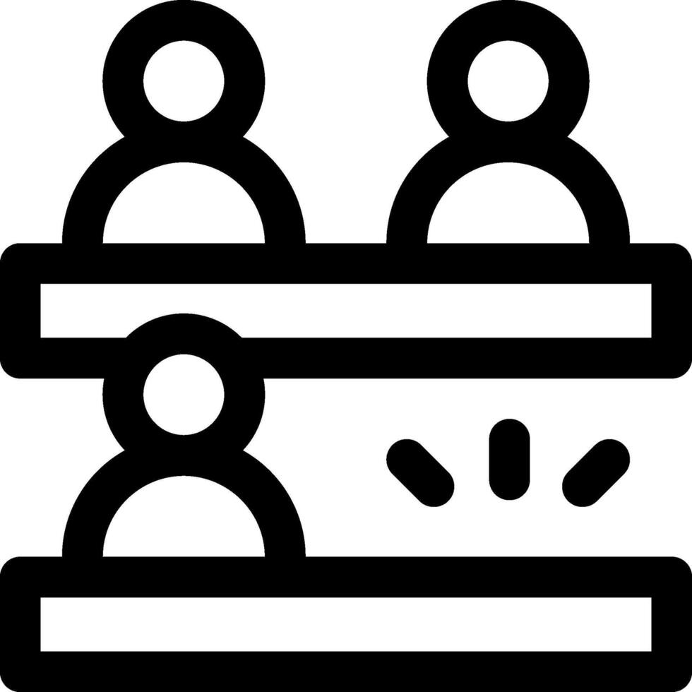 A black and white icon of people sitting at a table vector