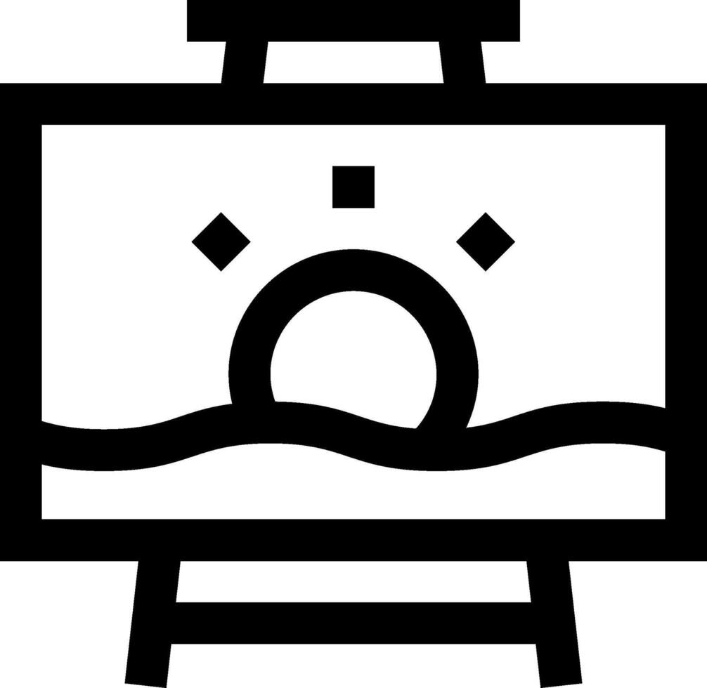 A black and white image of a painting on a easel vector