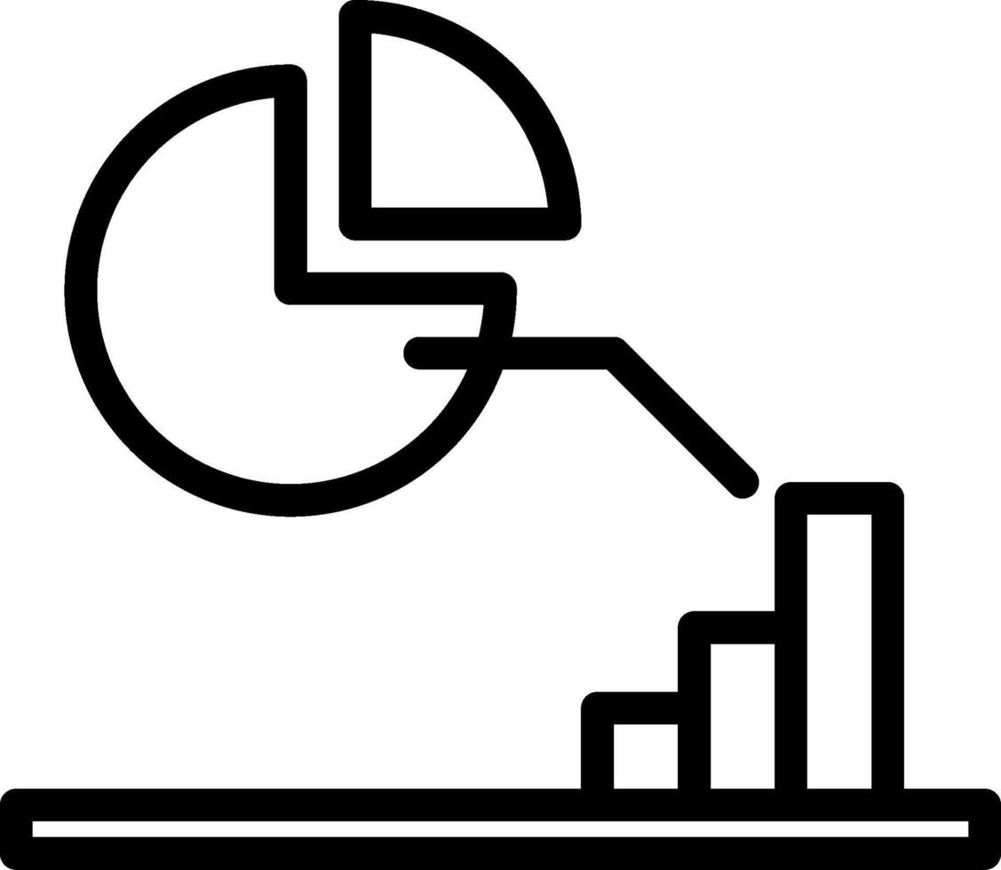A graph chart with a pie chart on top vector