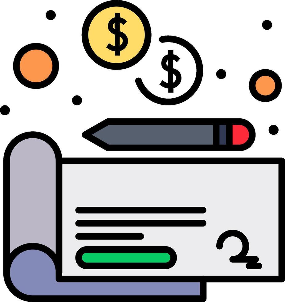 A check, pen and money icon vector