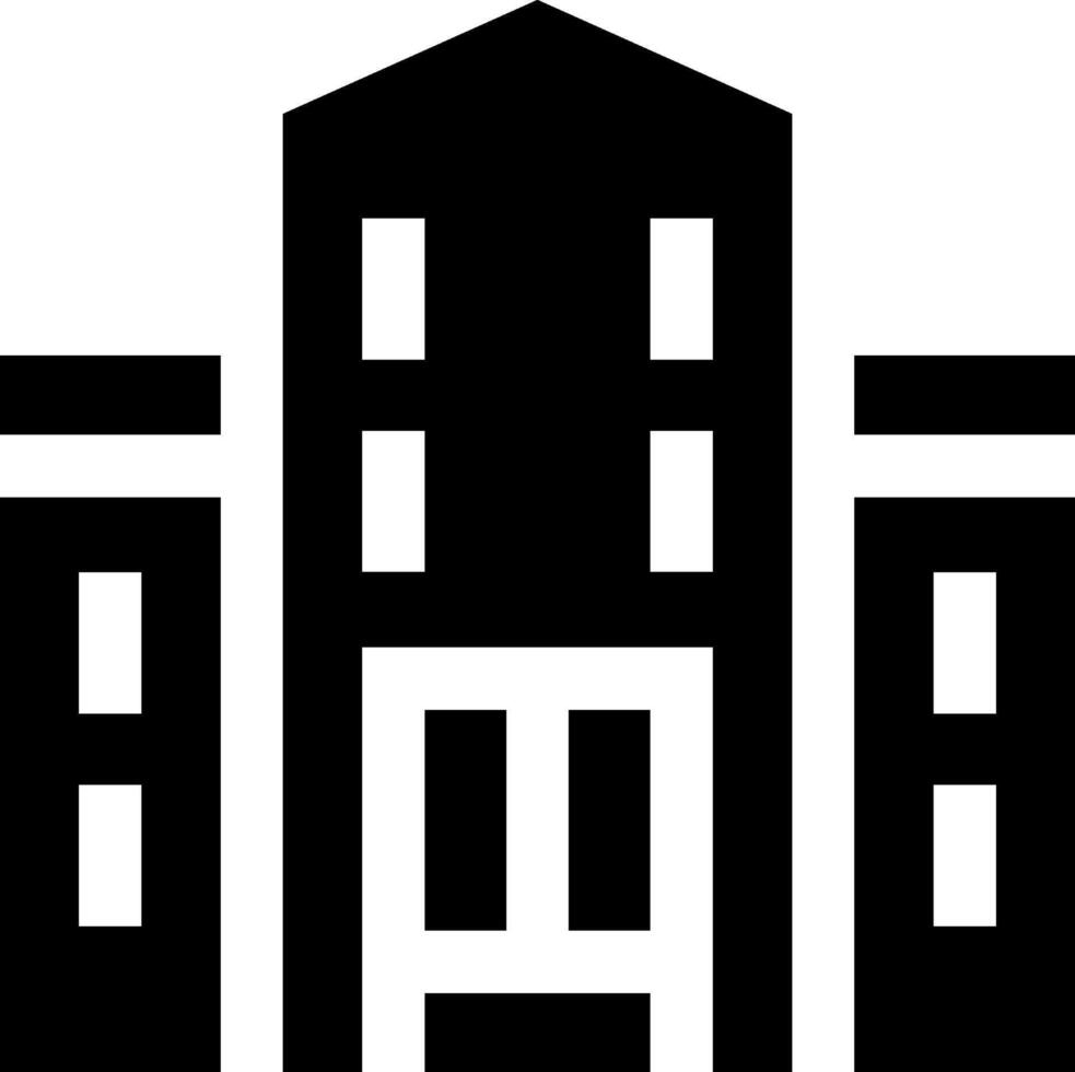 A black and white building with a large window vector