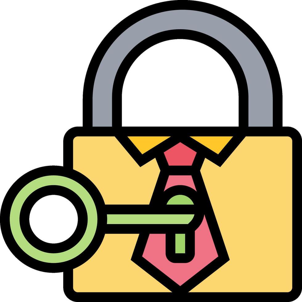 A lock with a tie and key icon vector