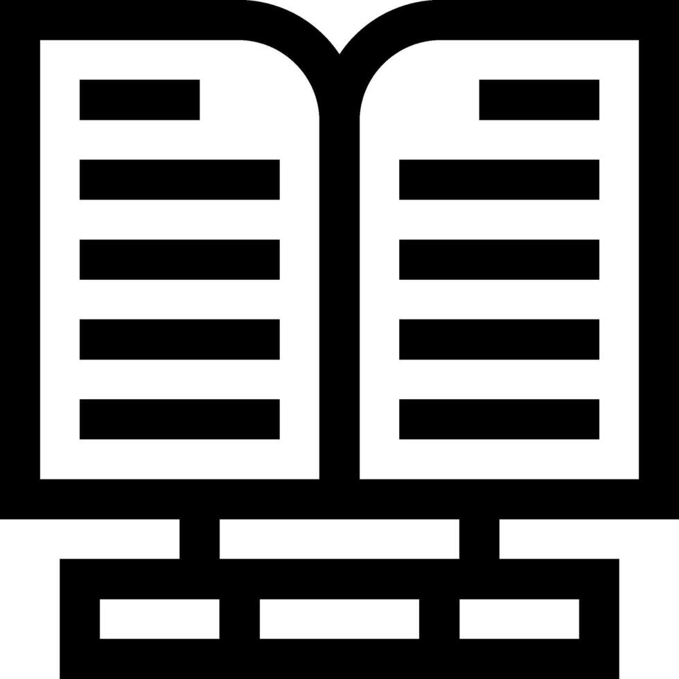 A black and white icon of an open book vector