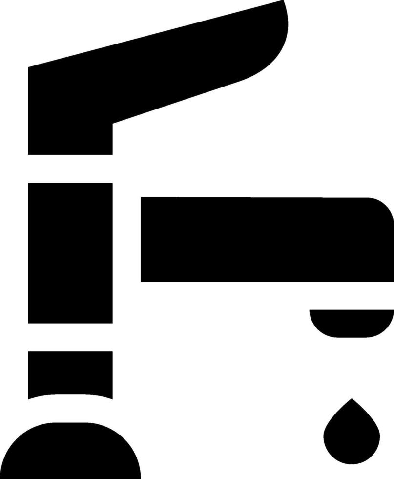 A black and white image of a faucet with a drop of water vector