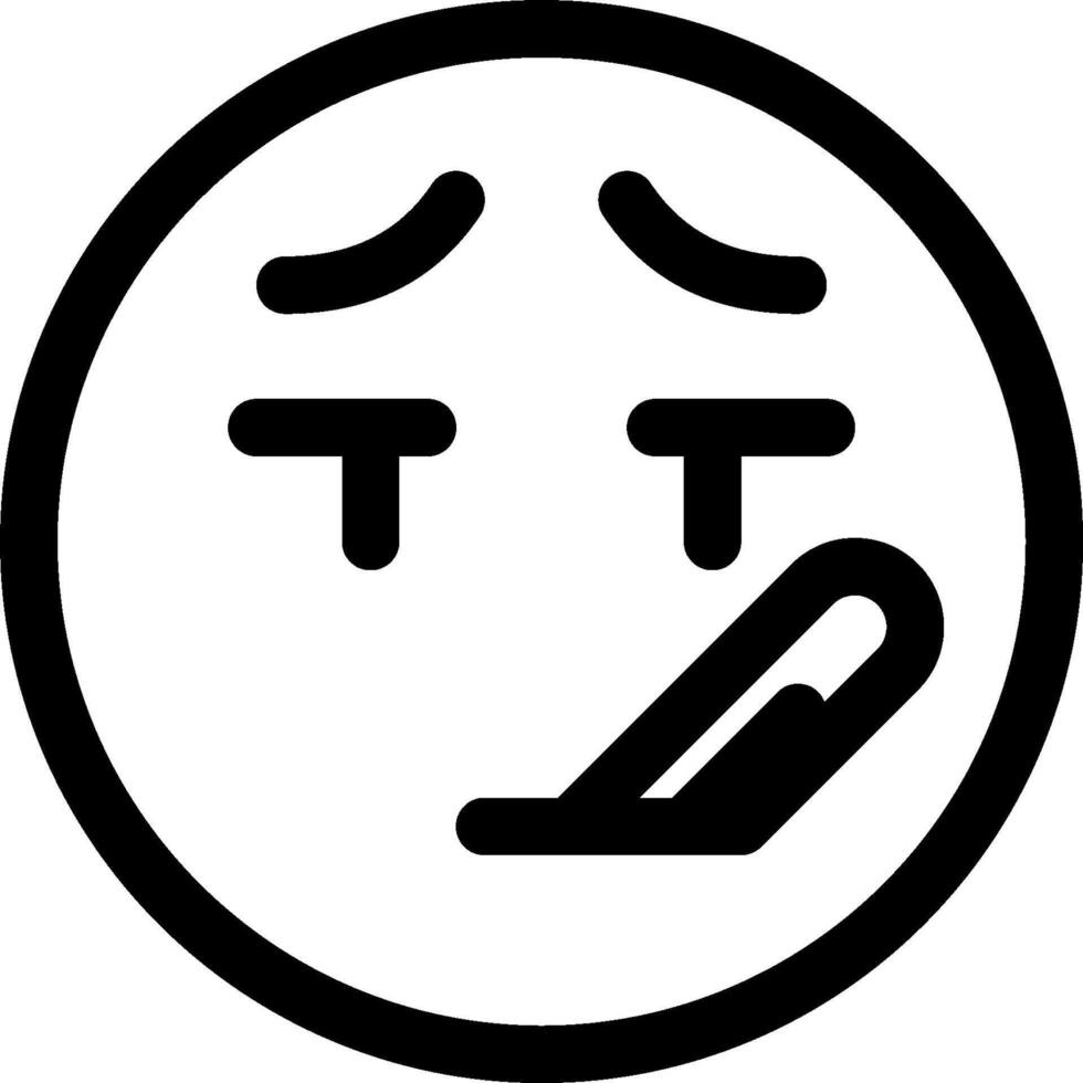 A black and white icon of a sad face vector