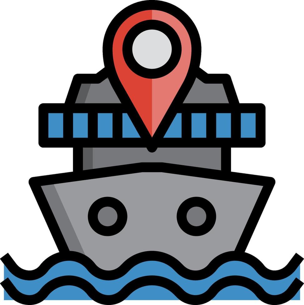 A ship with a map marker on it vector