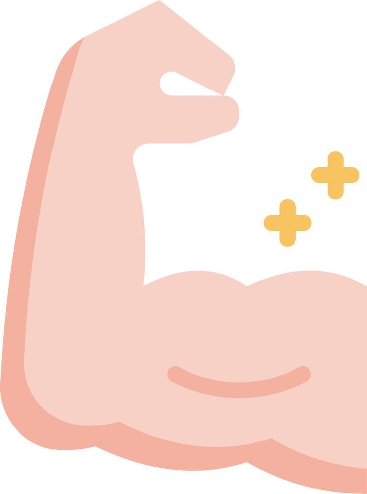 A cartoon arm with a muscle and a yellow cross vector