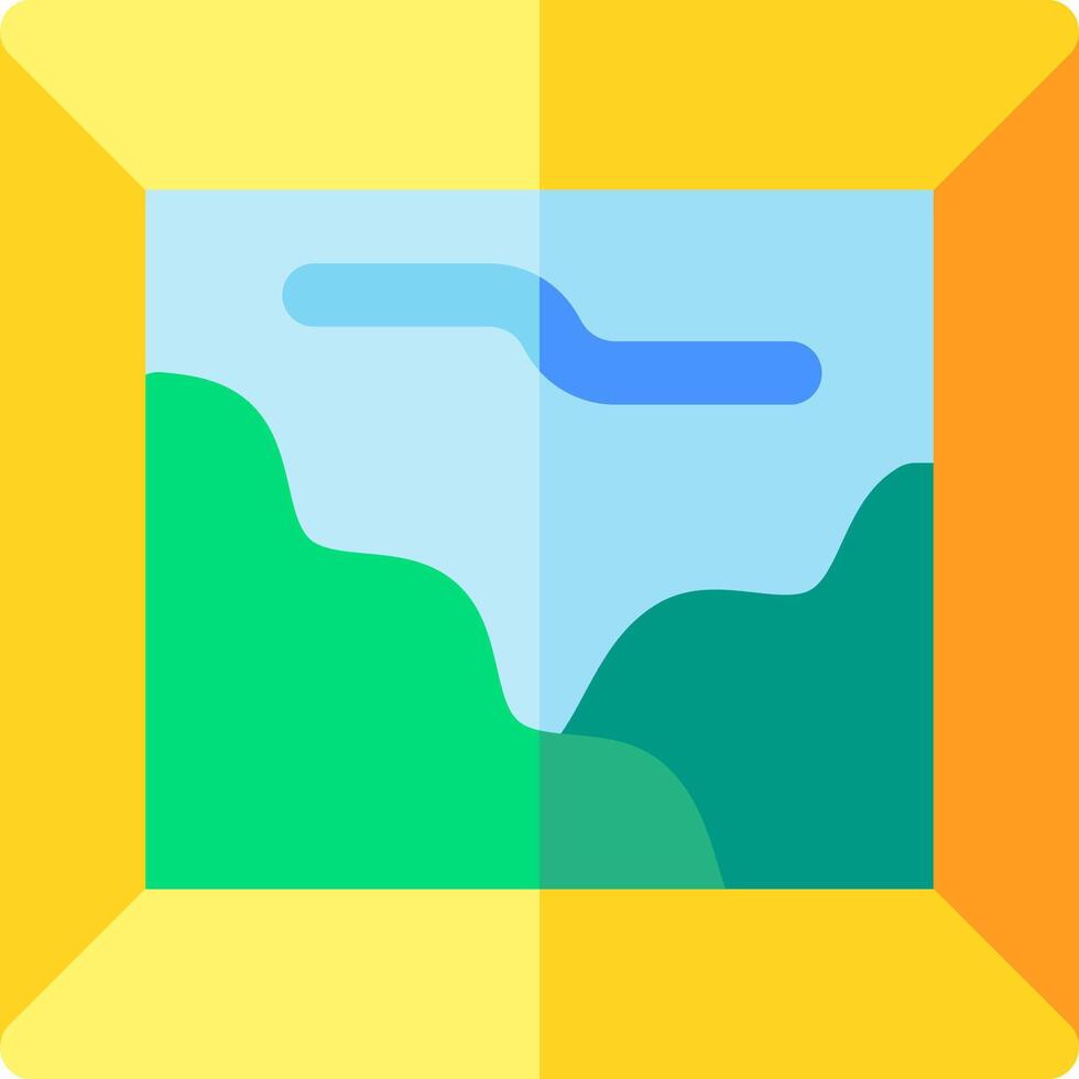 A yellow square with a blue sky and mountains vector