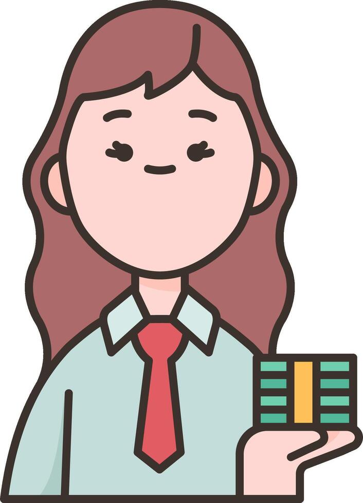 A woman holding a stack of money vector