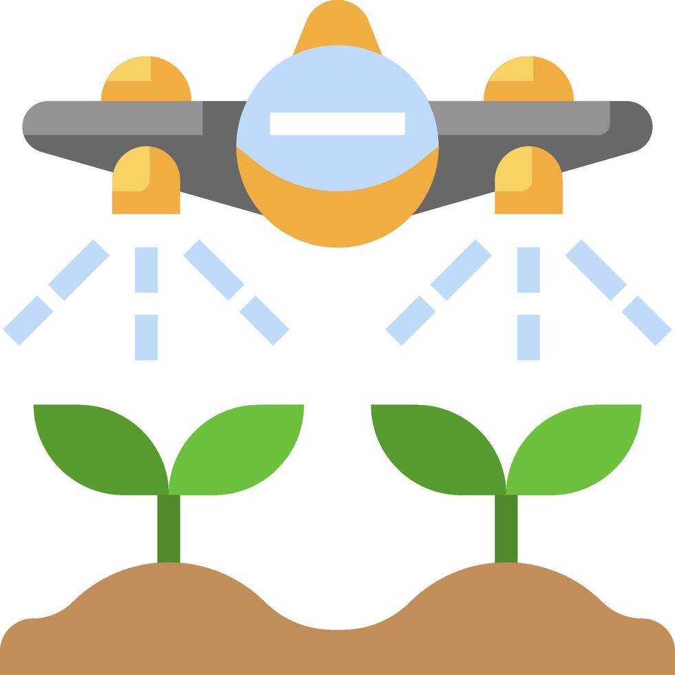 A plane flying over a field with plants growing vector