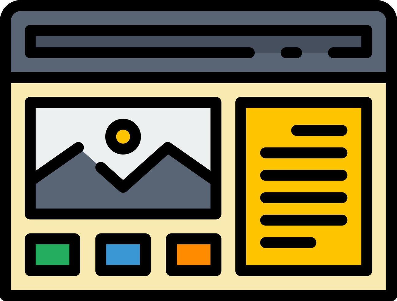 A web page with a picture and a note vector