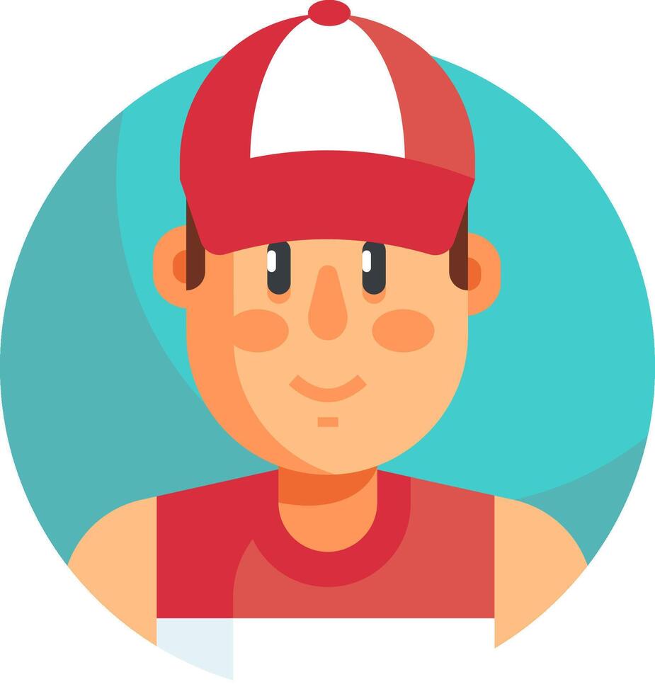 A man wearing a red cap and a red shirt vector