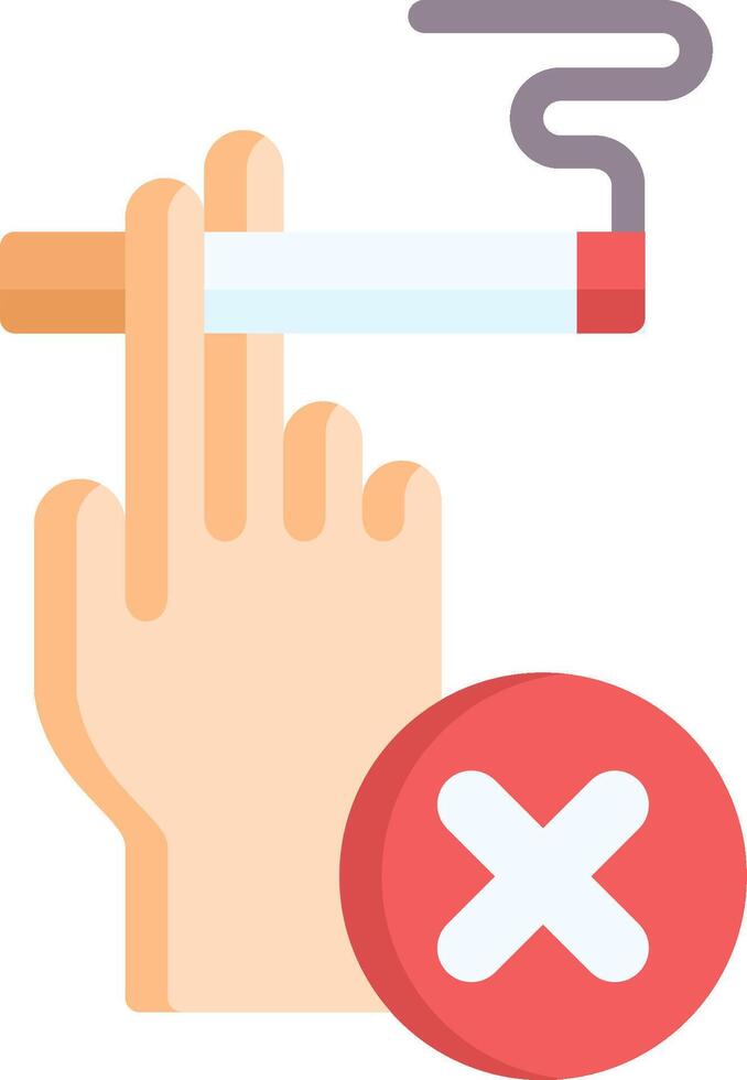 A hand holding a cigarette and a red cross vector
