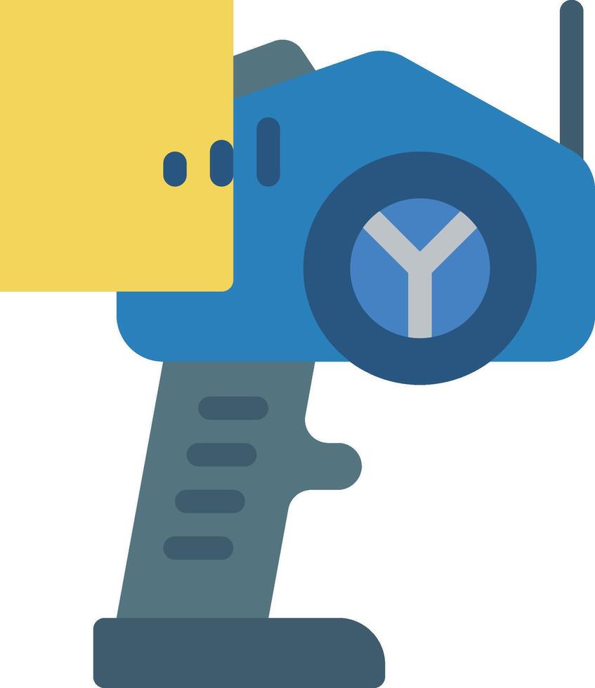 A blue and yellow gun with a yellow box on top vector