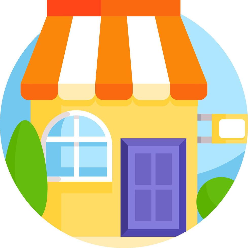 A small shop with a sign on it vector
