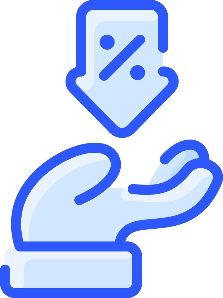 A hand holding a box with a down arrow vector