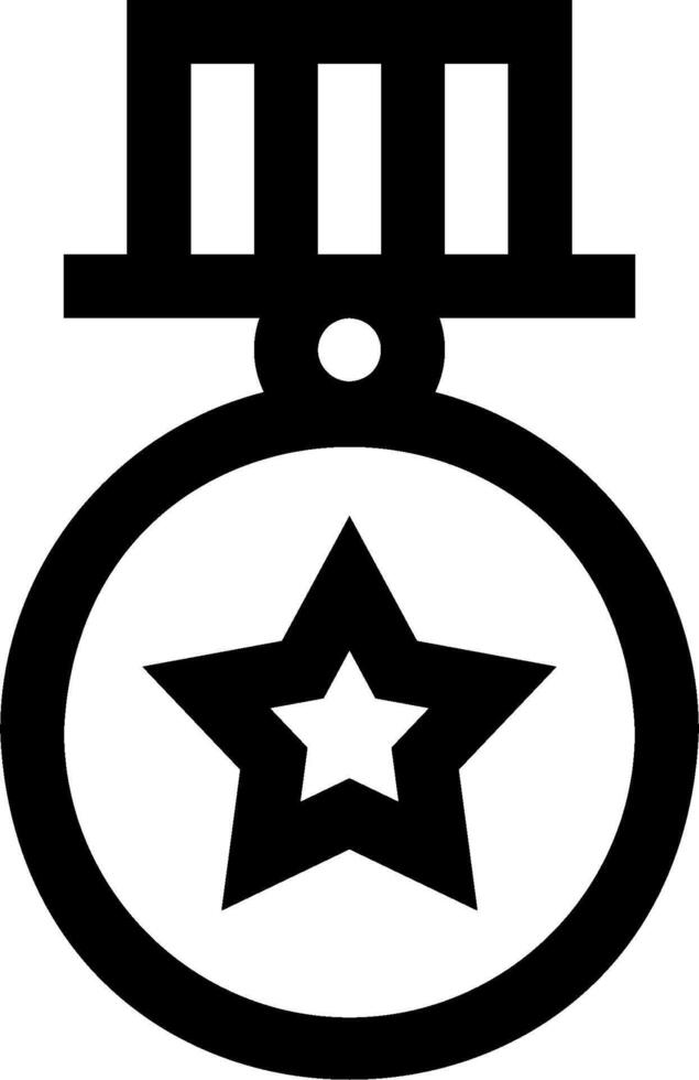A black and white medal with a star on it vector