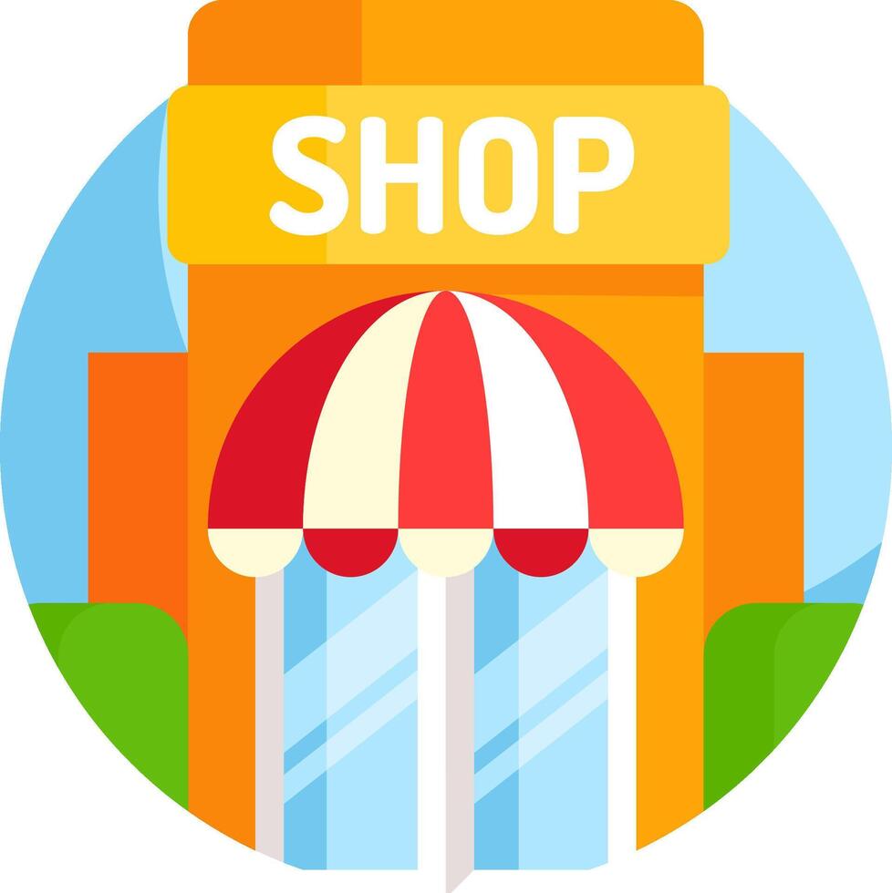 Shop icon with a red and white umbrella vector
