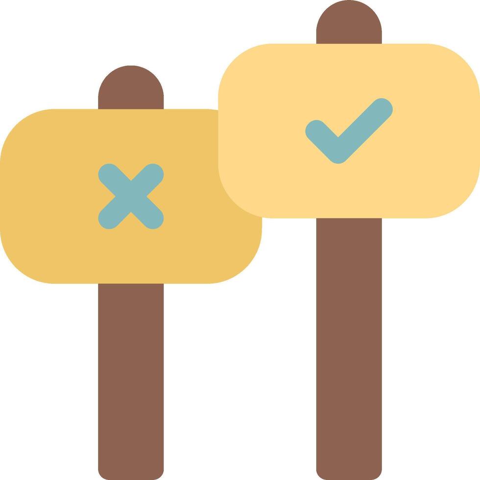Two wooden signs with crossed check marks vector