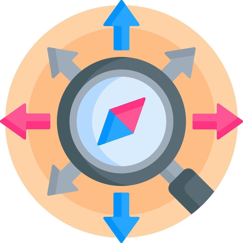 A magnifying glass with arrows pointing to it vector