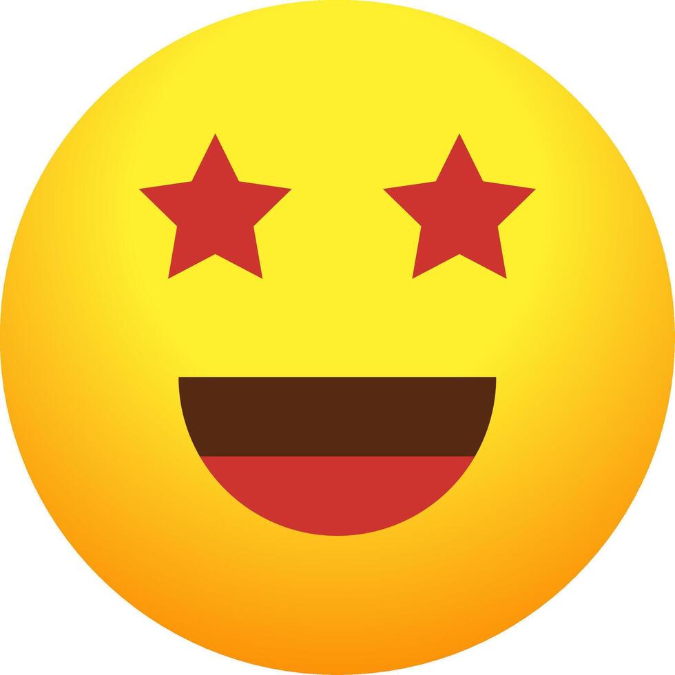 A yellow smiley face with red stars on it vector